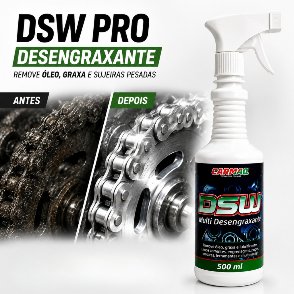 Desengraxante DSW PRO 500ml Multiuso | Remove Graxa Óleo | Limpa Moto Bicicleta Motor Corrente Ferramentas