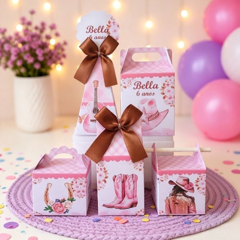PEGUE E MONTE - Caixinhas Personalizadas Boiadeira para aniversário/ Kit Caixinhas Lembrancinhas Festa