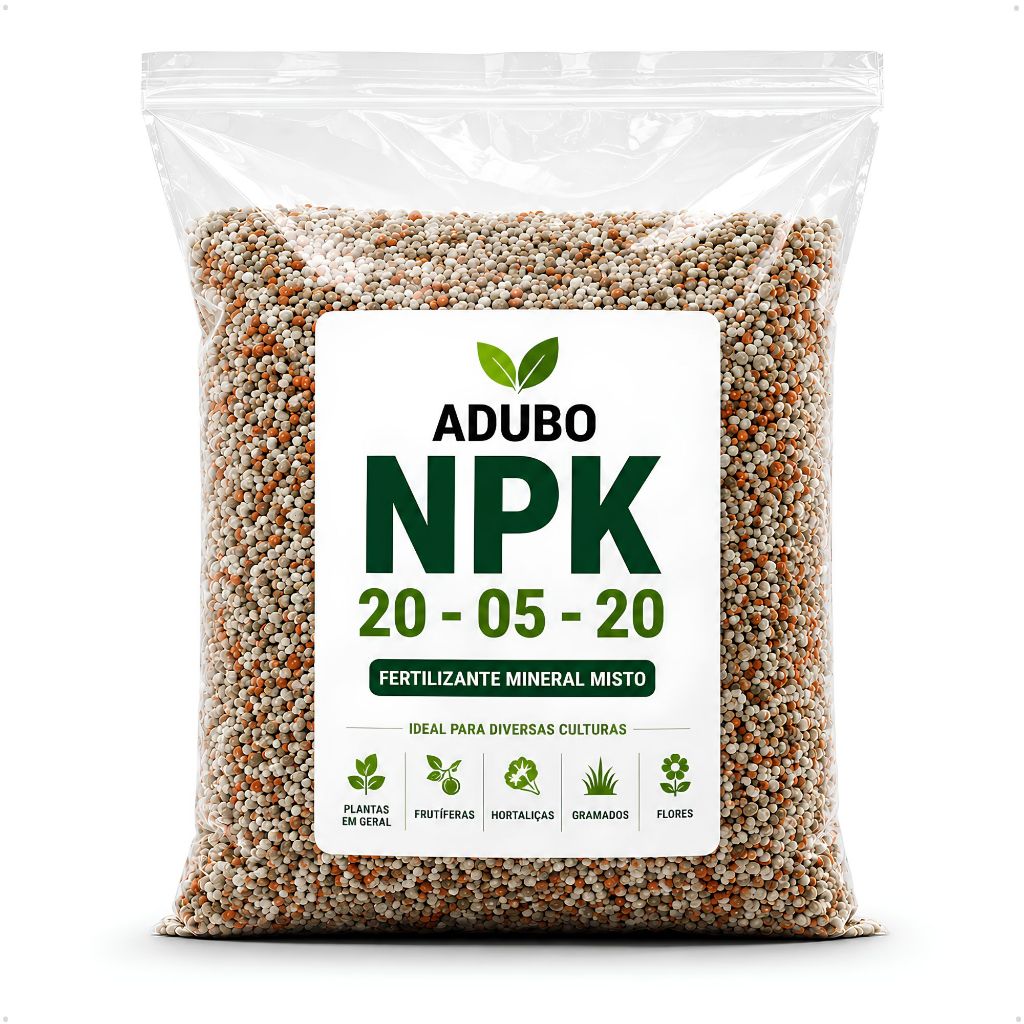 Adubo Fertilizante NPK 20-05-20 para Plantas Rosa do Deserto Samambaia Hortaliças