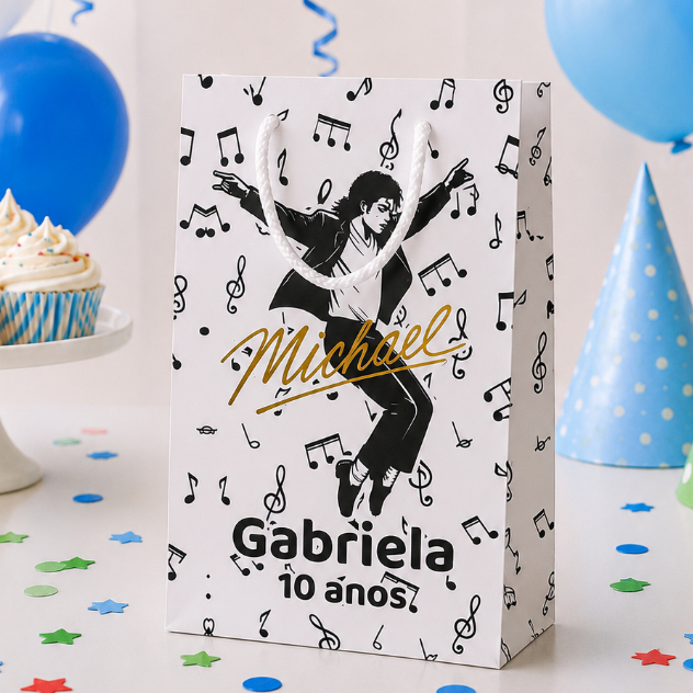 Sacolinha Surpresa Personalizada Lembrancinha Michael Jackson (PEGUE E MONTE)