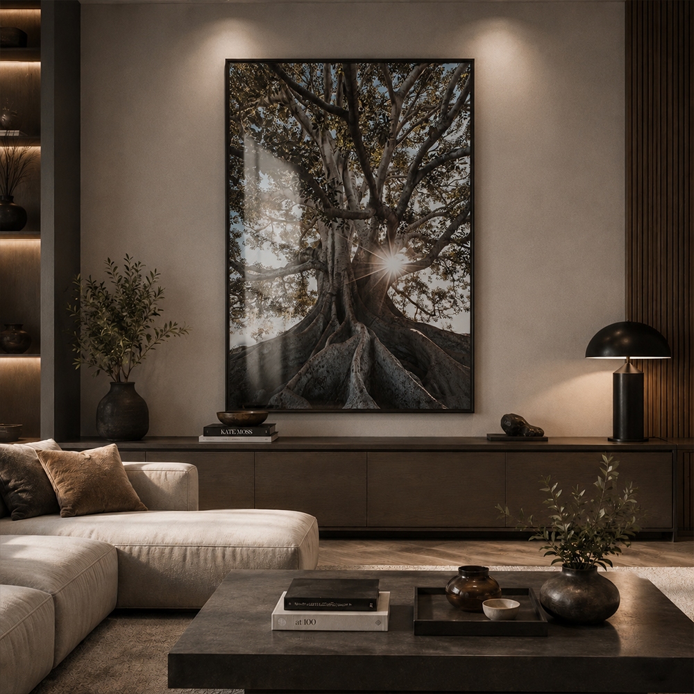 Quadro Decorativo Árvore da Vida Paisagem Moldurado para Sala Quarto Escritório