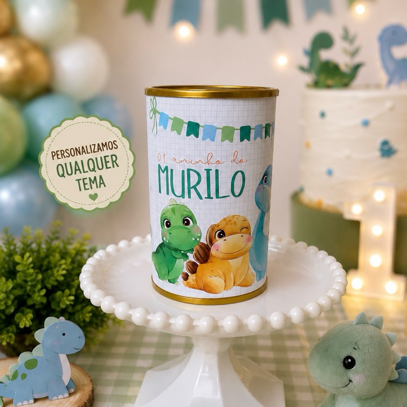 Cofrinho Personalizado 10x6 Dinossauro baby | Lembrancinha Infantil | Qualquer Tema | Aniversário