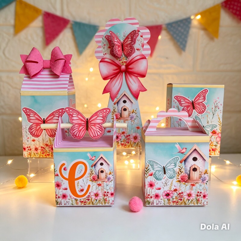 Kit personalizados Jardim das Borboletas | Kit Festa Personalizada Lembrancinhas Caixinhas