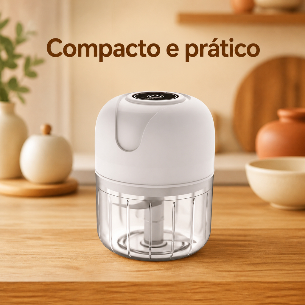 Triturador De Alho E Legumes Elétrico Sem Fio Mini Processador Cozinha Prática 250ml Bivolt