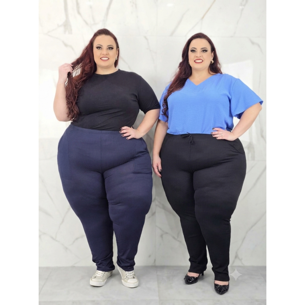 Kit 2 Calça Plus Size Canelada Confortável G1 G2 G3 G4 G5 G6
