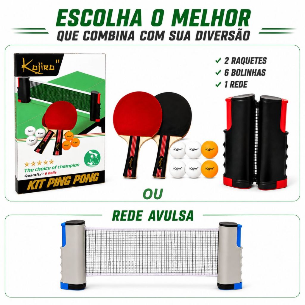 Ping Pong Kit Profissional Raquetes Rede Tênis Mesa 6 Bolas OU SÓ A REDE