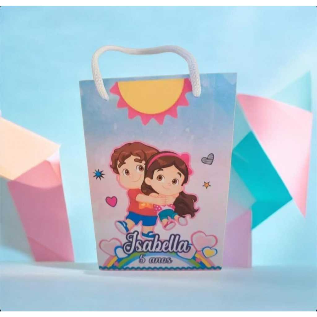 Sacolinha Personalizada com nome e idade 13x20 Maria Clara  e JP  Festa Lembrancinha Personalizada