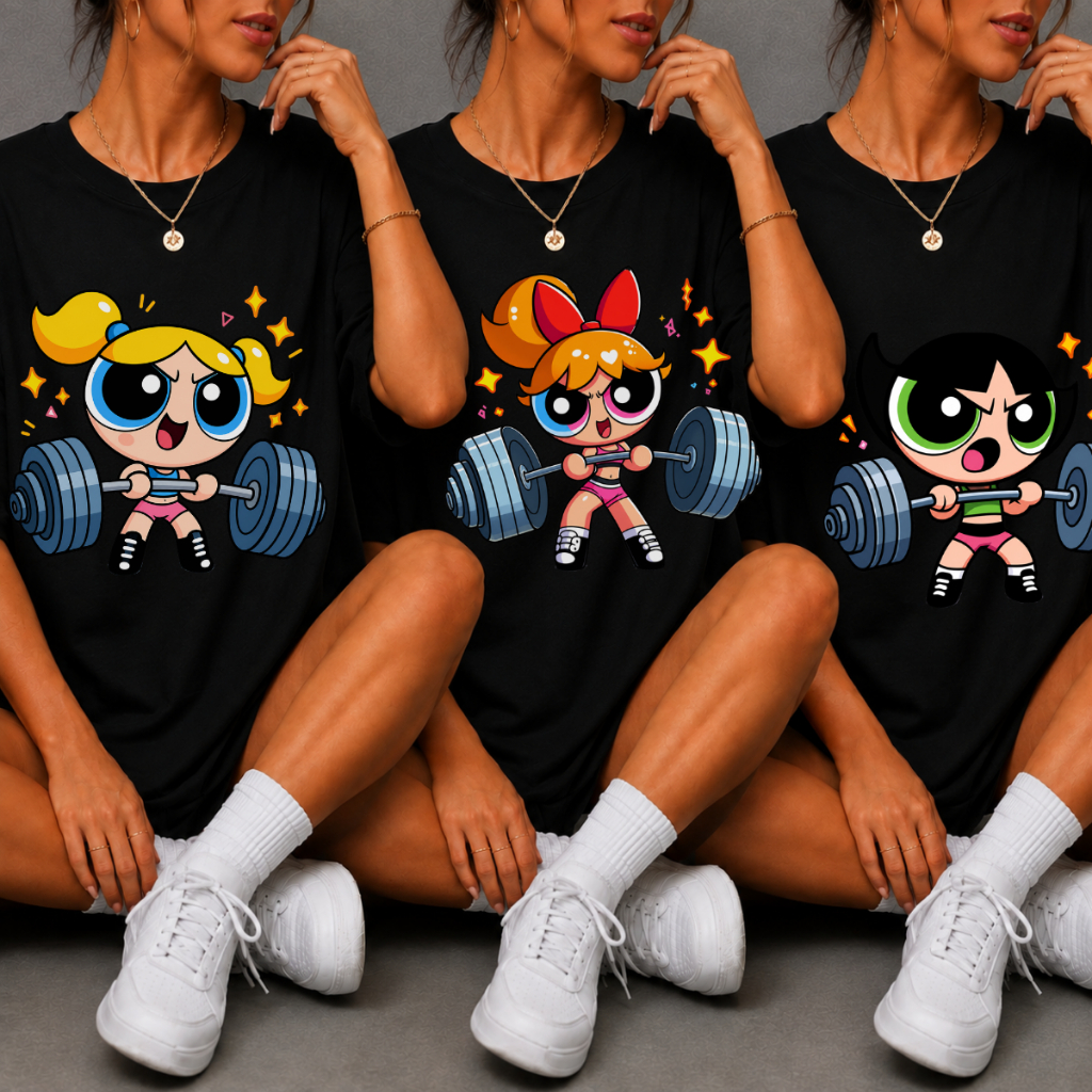 Camiseta Feminina Academia 100% Algodão Meninas Super Poderosas Docinho Florzinha Lindinha Fitness Treino Confortável
