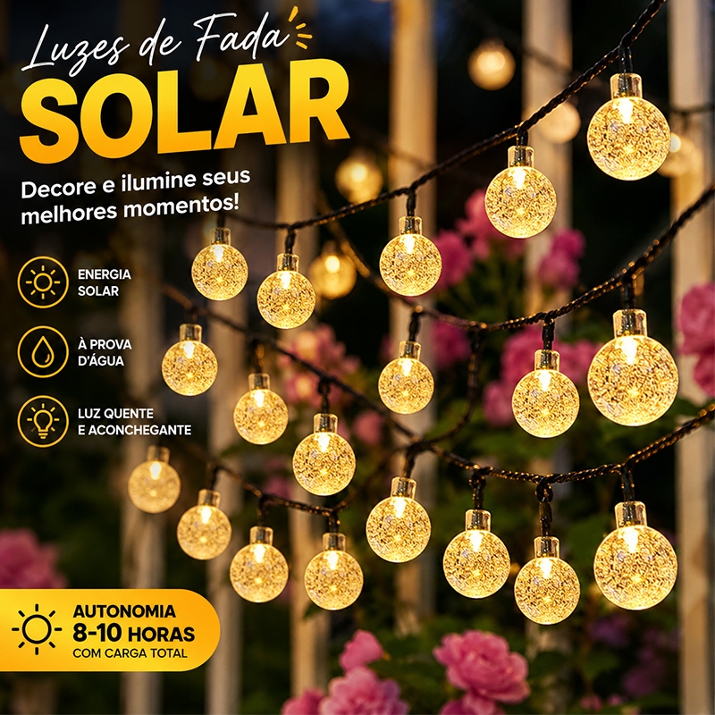 Varal luz solar pisca-pisca LED 5m/7m/12m, lâmpada externa resistente, decoração jardim, festas e enfeites natalinos