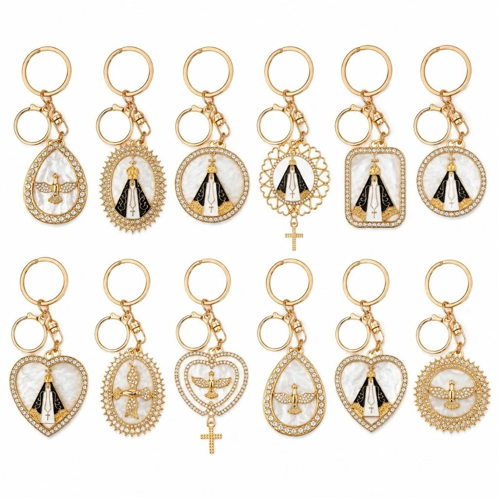 KIT 12 PCS Chaveiro De Metal avançado Delicado Com Strass Maria/Modelo aleatorios