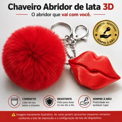 Chaveiro Abridor de Latinha 3D ClickCap Auxiliar para Levantar Lacre