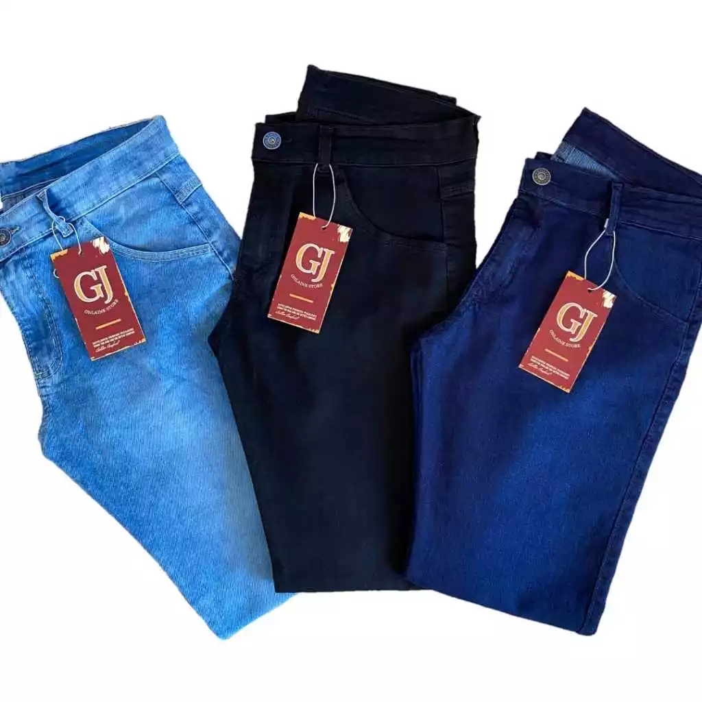 Kit 3 Calças Jeans Masculina Slim Original Elastano Lycra