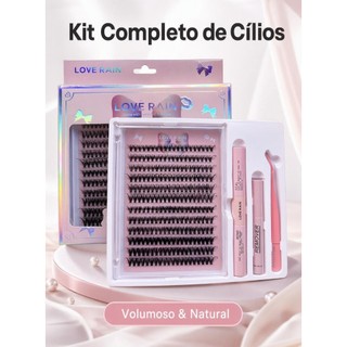 kit Cílios Tufos Mix 9-14 mm + Pinça + Cola e Removedor Extensões DIY