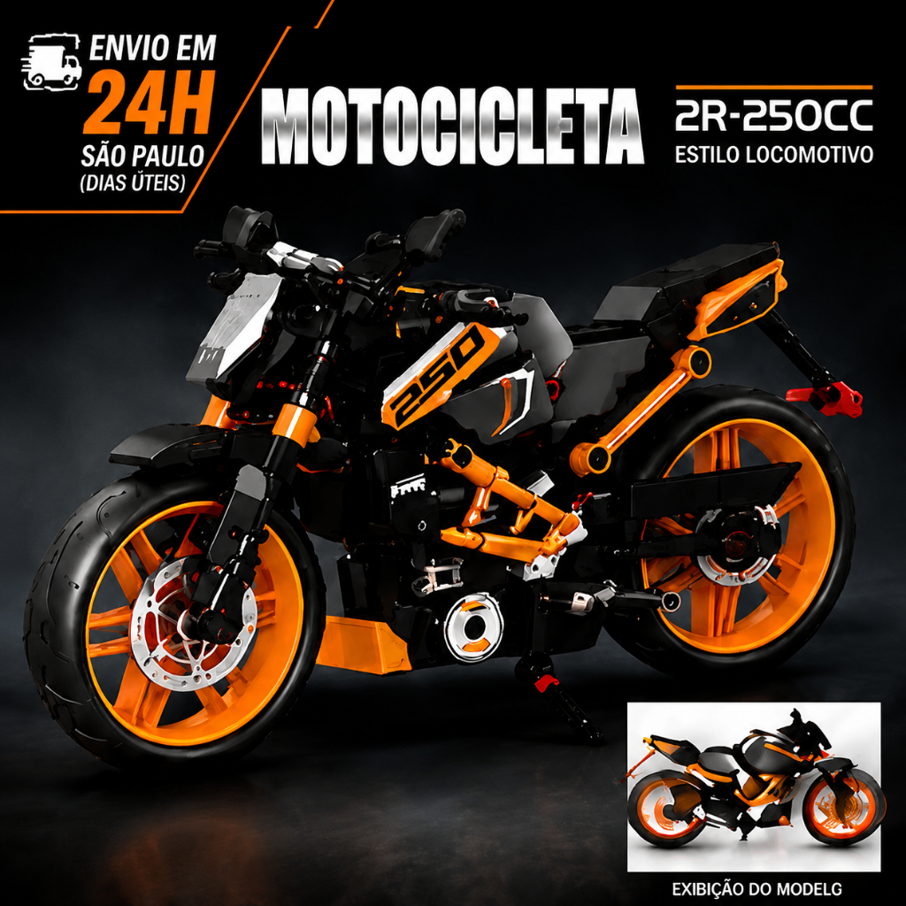 Blocos de Montar Moto 2R 250CC Motocicleta Esportiva Brinquedo Educativo Colecionável