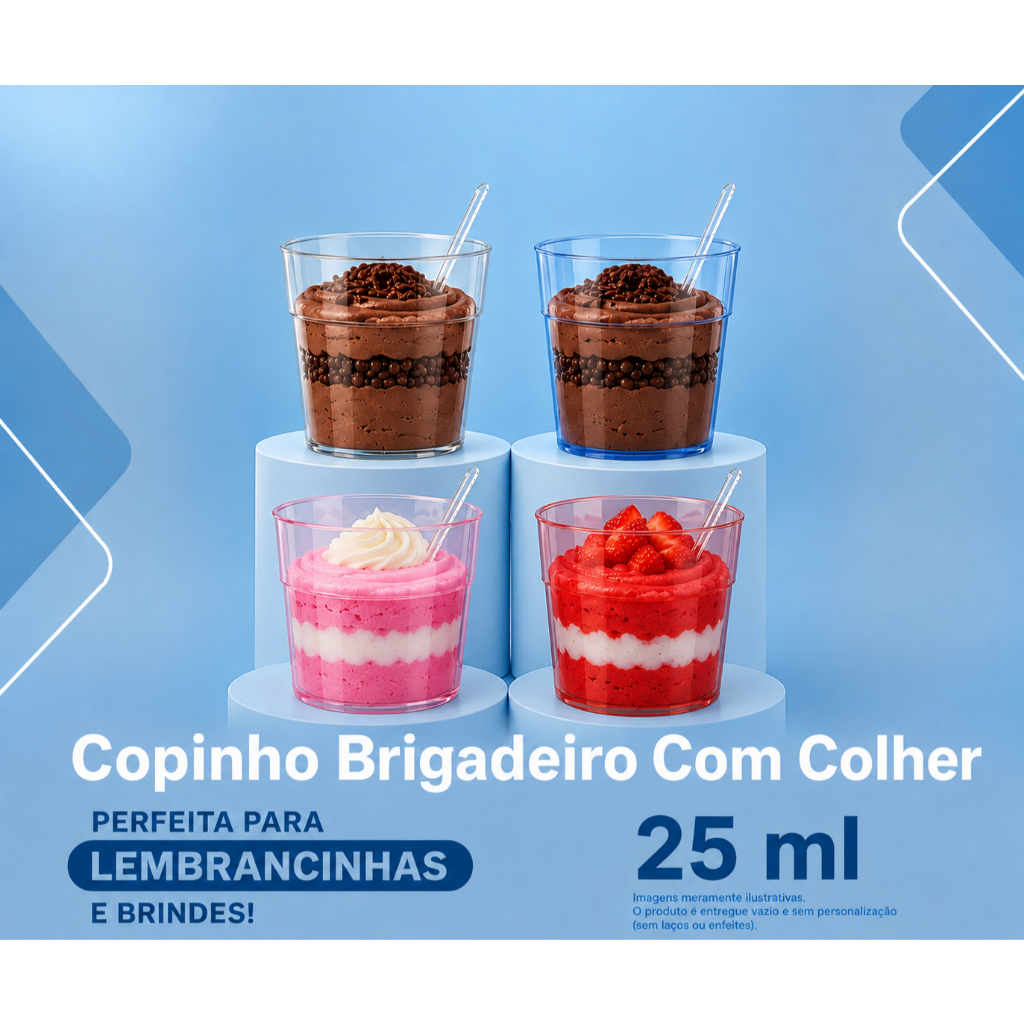 KIT 25/50/75/100 COPINHO 25 ML BRIGADEIRO ACRÍLICO + MINI COLHER