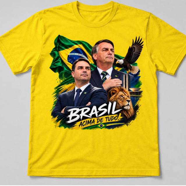 Camiseta Uniseex Flávio Jair Bolsonaro Patriota Algodão Estilo Estampa Exclusiva