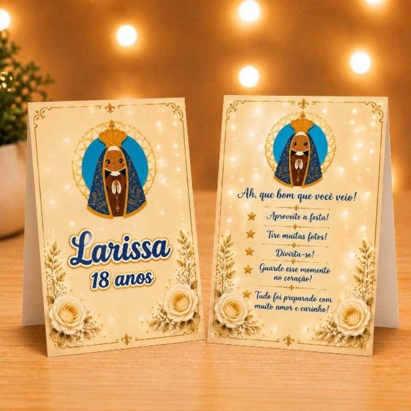 Kit Plaquinha de Mesa Nossa Senhora Aparecida Personalizada | Centro de Mesa | Decoração | Lembrancinha | Aniversário