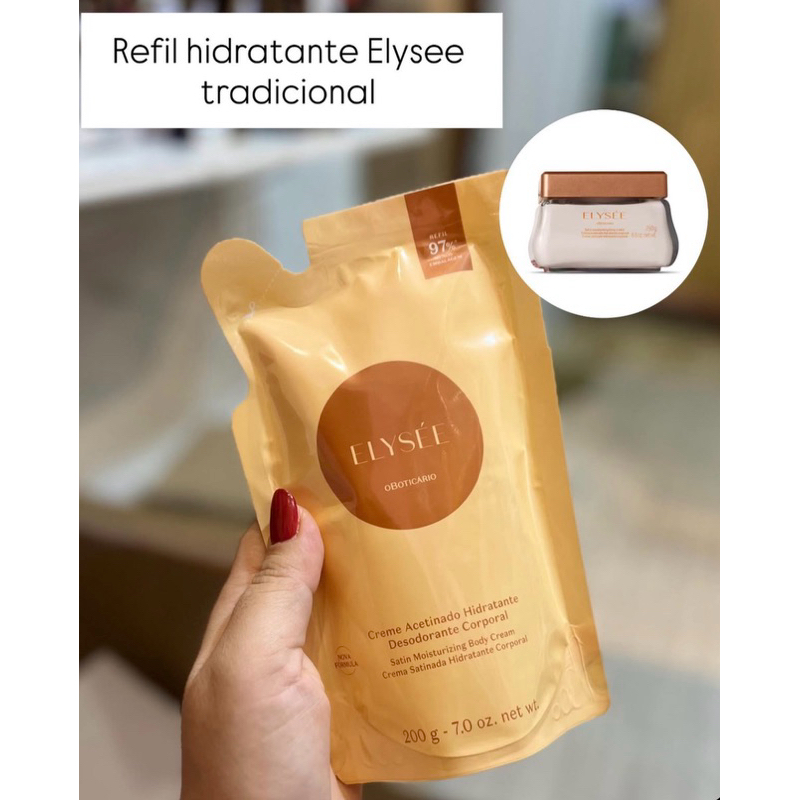 Refil Creme Desodorante Hidratante Corporal Acetinado Elysee 200g