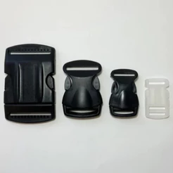 KIT C/5 FECHOS ENGATE RÁPIDO PLÁSTICO REFORÇADO 20 MM, 25 MM, 40 MM, 50 MM PRETO E BRANCO (100 % PLÁSTICO)