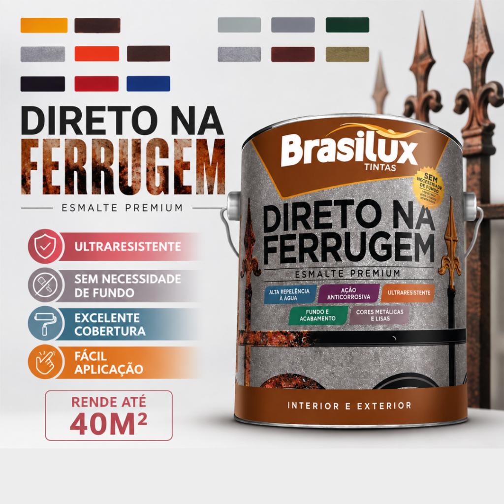 Tinta Esmalte Direto Na Ferrugem 3,6l Brasilux Escolha sua Cor