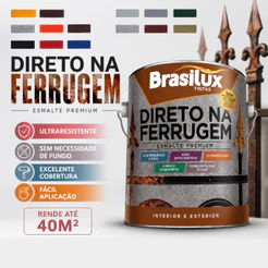 Tinta Esmalte Direto Na Ferrugem 3,6l Brasilux Escolha sua Cor