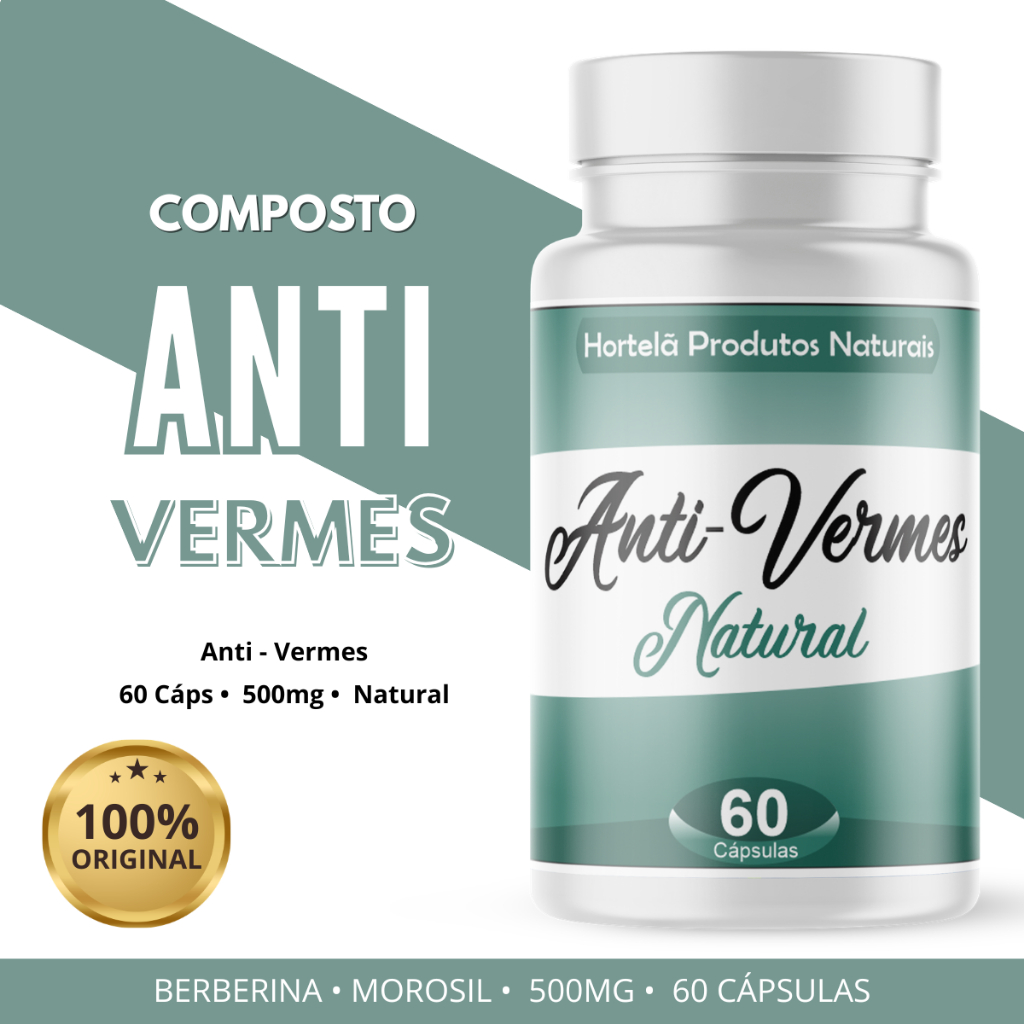Anti-Vermes Natural 60 Cápsulas 500mg p/ Eficaz a Saúde 1 Frasco