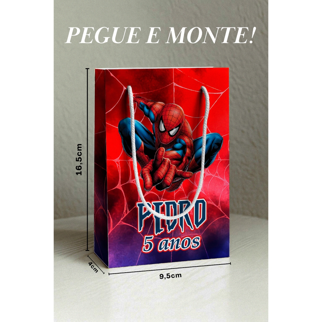 Kit Sacolinha Surpresa Homem-Aranha P | Nome + Idade | Lembrancinha Personalizada