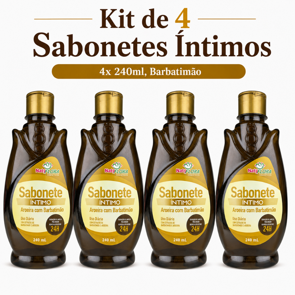 Kit 4 Sabonetes Íntimos Aroeira com Barbatimão Natyflora 240ml