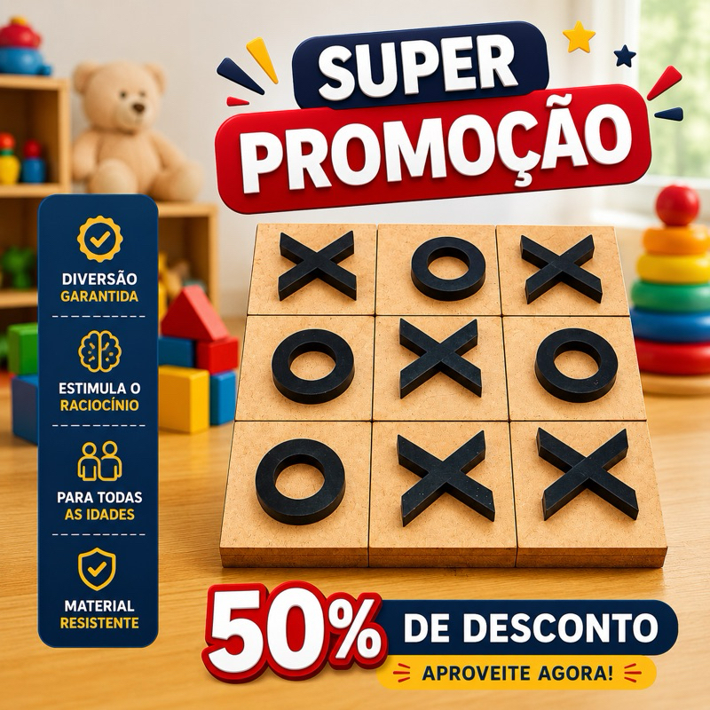 Kit 30 Lembrancinhas Jogo da Velha MDF - Aniversário Infantil e Festa Escolar - Educativo e Barato