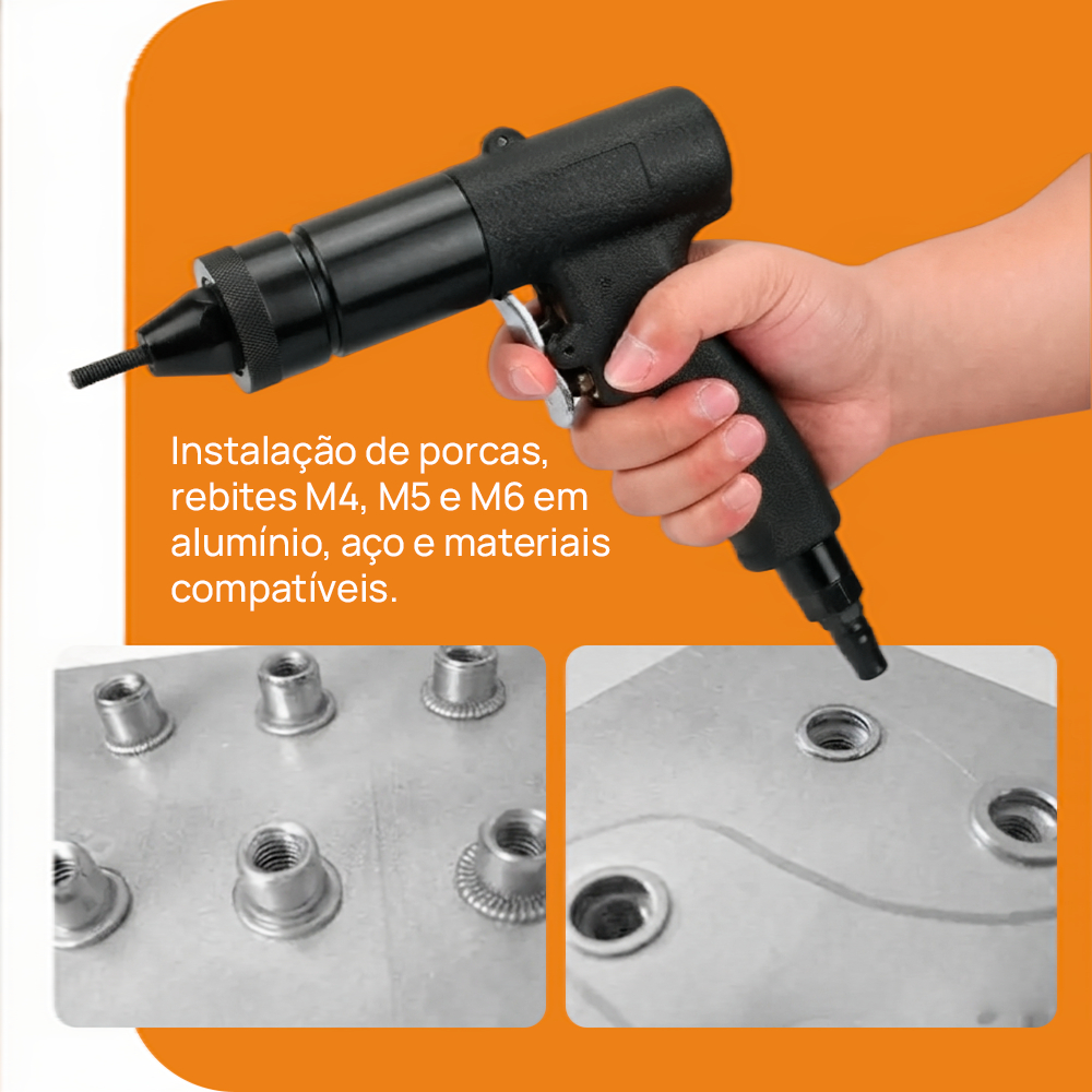 Rebitadeira Pneumática 5H 7112 para Porca Rebite M4 M5 M6 - Pró Euro · foto 2