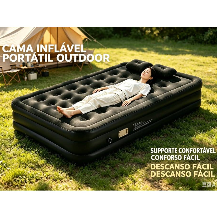 Colchão Inflável Queen Casal Cama De Campanha Bomba Inflável Com Bateria De Lítio Integrada 200*150*40cm