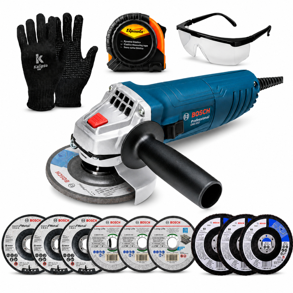 Kit Esmerilhadeira GWS 850 Bosch 850W + 9 Discos