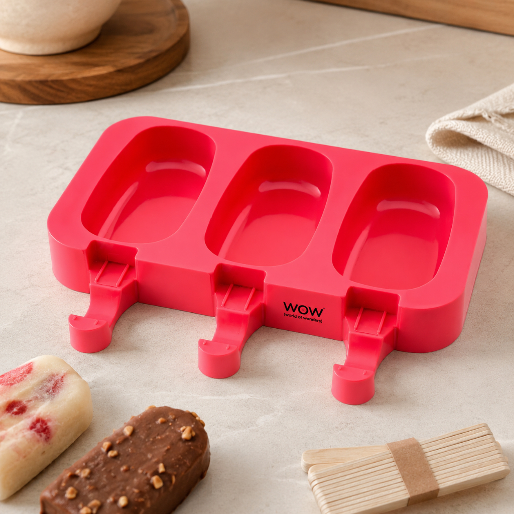 Forma de silicone para picolé com tampa e 100 palitos