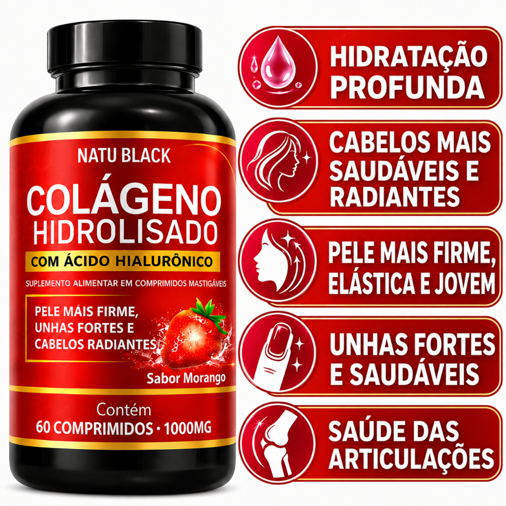 Colágeno Hidrolisado com Ácido Hialurônico UNHAS PELE CABELO