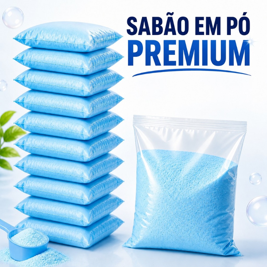 Sabão em Pó Premium 1Kg 2Kg 3Kg 4Kg Concentrado Lava Roupas Limpeza Profunda Remove Manchas Perfume Duradouro