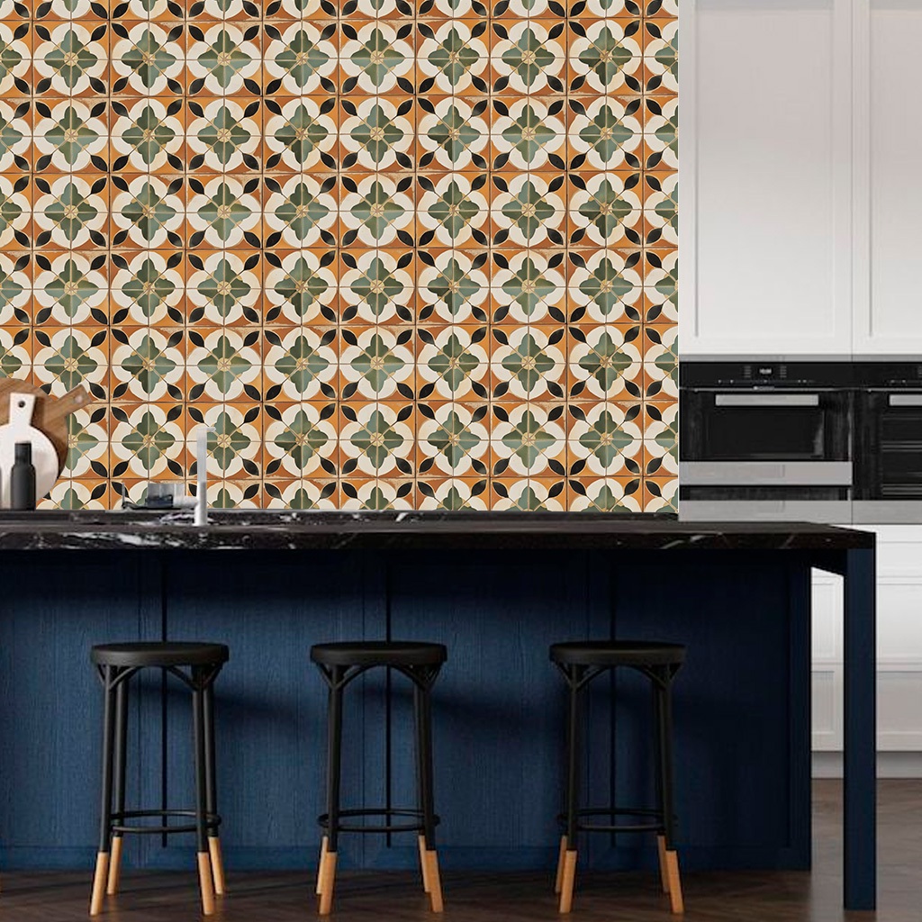Papel de Parede para Cozinha Azulejo Fazenda Retro Adesivo Lavavel Autocolante para Banheiro 3D