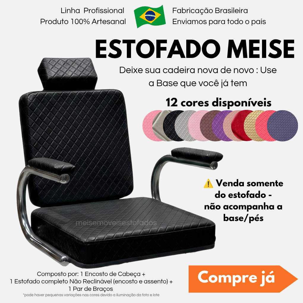 Estofado para Cadeiras Meise Salão de Beleza Barbearia Renove Sua Cadeira Use a Base que Você Já Tem