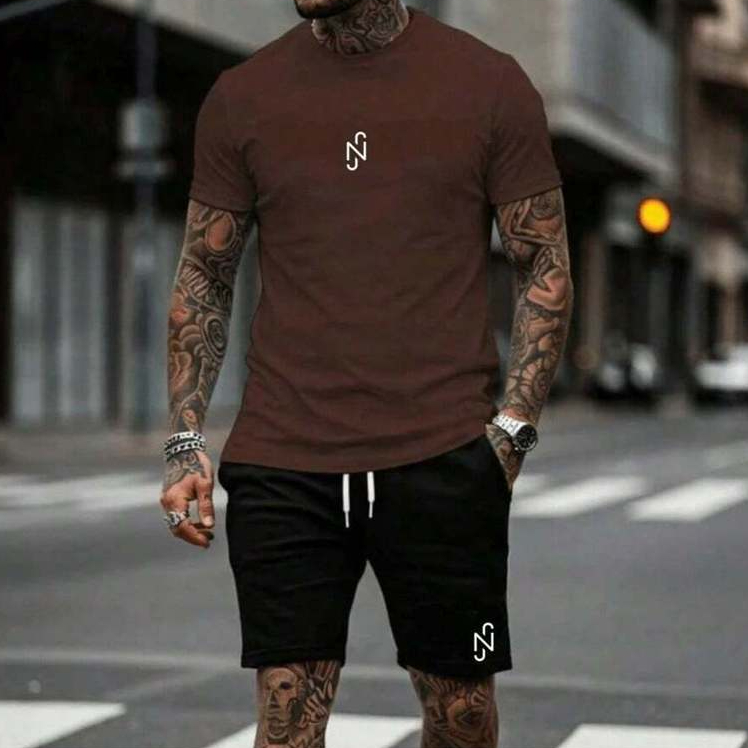 Kit Conjunto Masculino Camiseta 100% Algodão Short Moda Masculina Streetwear Lançamento CB-12