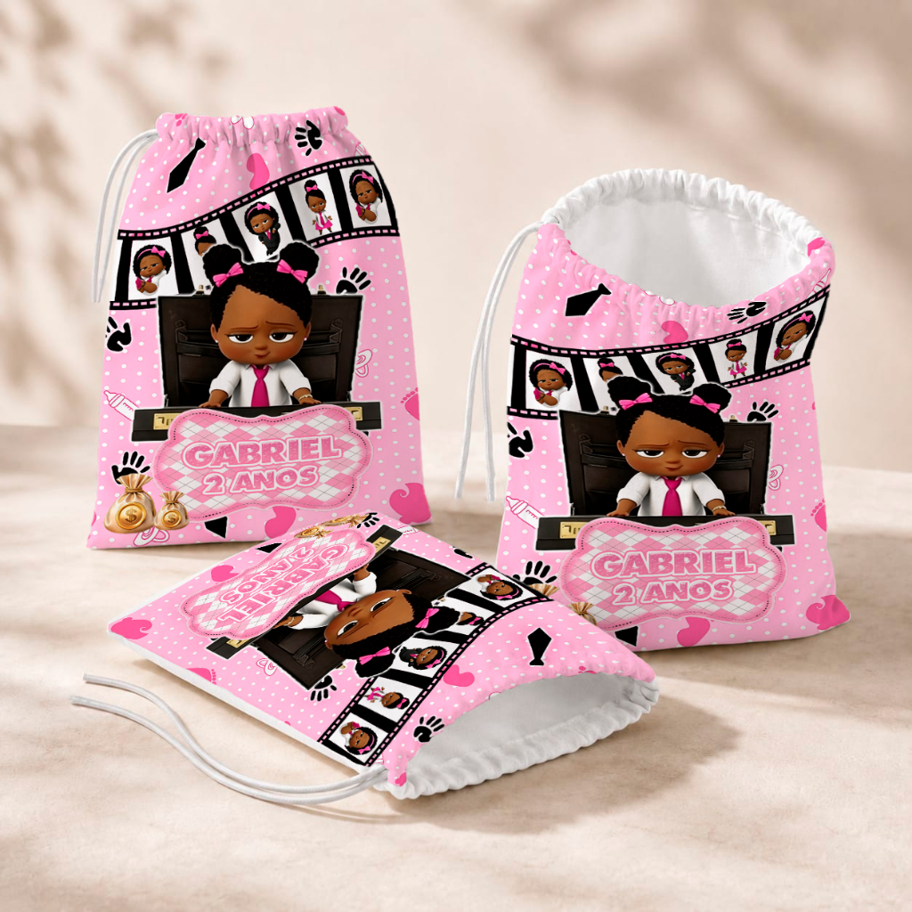 20 Sacolinhas Personalizada Festa Infantil 18x26 Aniversário Lembrancinha Chefinho Chefinha Morena Negra