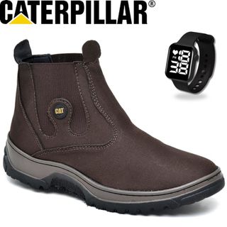 Botina Masculino Caterpillar Bota Texana + Relogio Digital