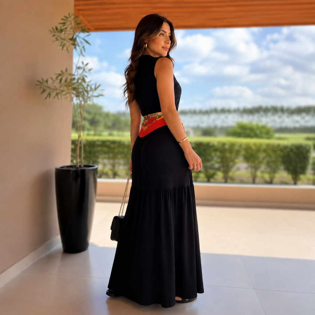 Vestido Longo Feminino 3 Marias Elegante Rodado Confortável Casual Moda Verão Festa Dia a Dia 502 — imagem 2 de 2