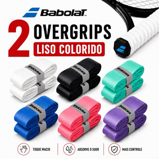 Kit 2Un Overgrips BABOLAT Liso Cores a Escolher - Grip Para Raquete Tennis, Beach Tênis, Padel