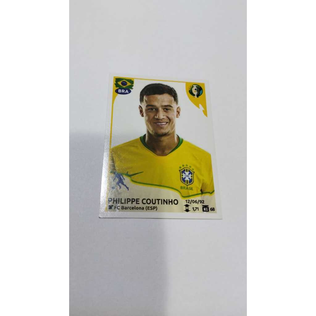 PANINI FIGURINHA ESPECIAL JOGADOR PHILIPPE COUTINHO SELEÇÃO BRASILEIRA NOVA E ORIGINAL FIGURINHAS