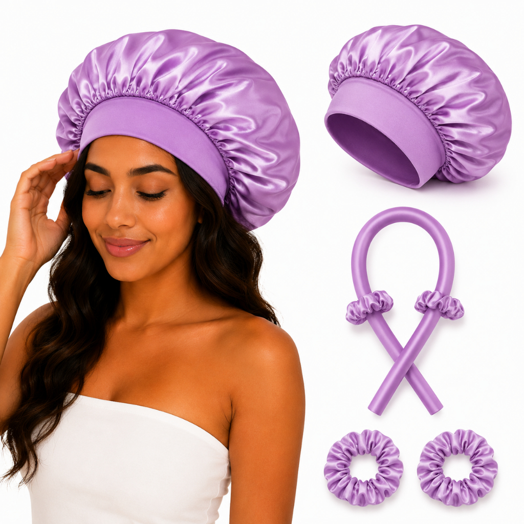 Kit 4 peças Touca Faixa Modelador de Cachos