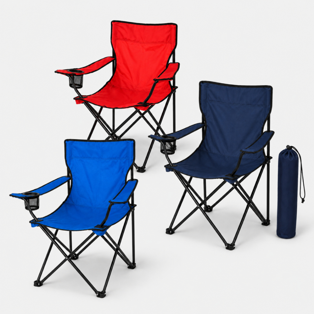 Cadeira de Praia Dobrável Portátil até 120kg com Porta Copos Pesca Camping 4 cores leve