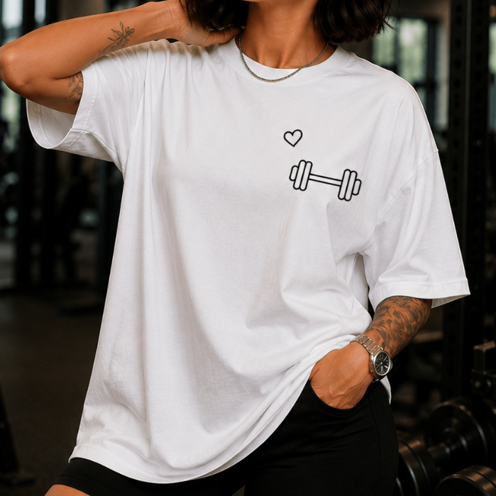 Camiseta Feminina Oversized Estampa Academia Halter Musculação Fitness Moda Casual