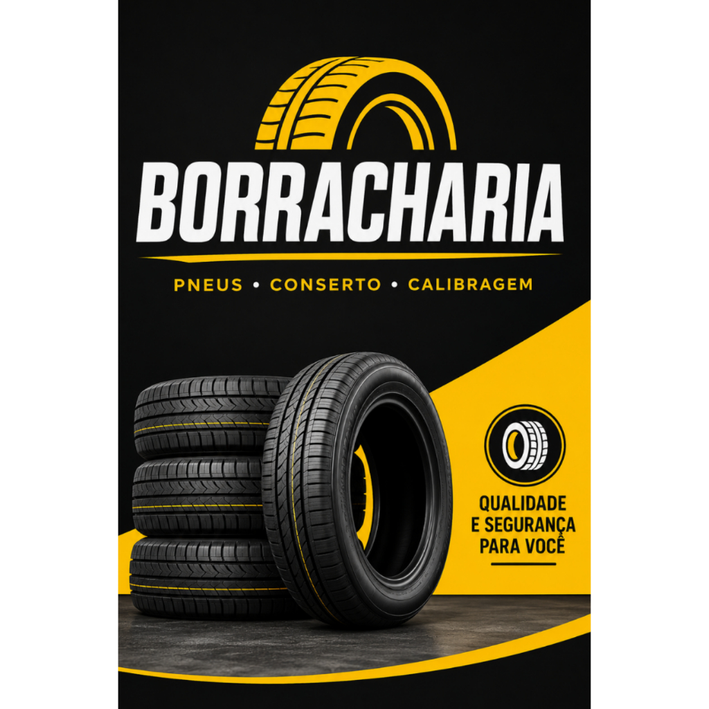 Banner Comercial BORRACHARIA em lona Arte Pronta
