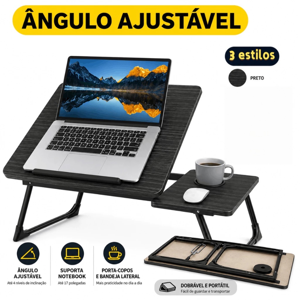 🔥Mesa Para Notebook Inclinável Regulável Portátil Apoio Cama Sofá Trabalho Estudo Premium