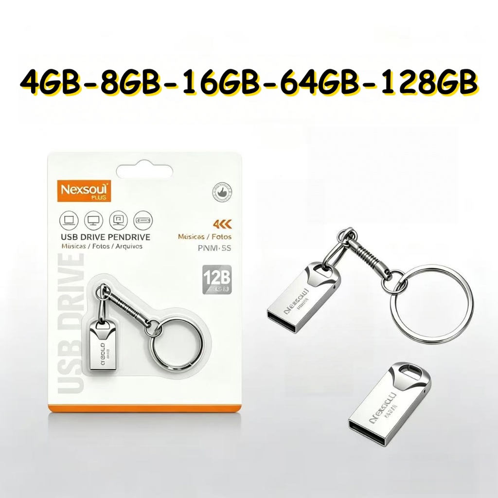 Mini Pendrive Chaveiro Metálico USB 2.0 4GB 8G 16G 32G 64G 128GB 🔑💾 Original