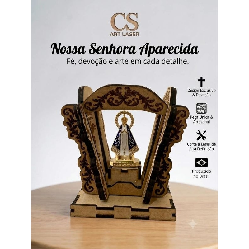 Oratório Decorativo Nossa Senhora Aparecida | MDF Artesanal Religioso